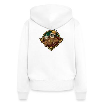 Königlicher Chiller-Sloth mit Kaffee - Frauen Premium Bio Zip Hoodie - Weiß - Hinten - AI Model Female 172 light (172cm)