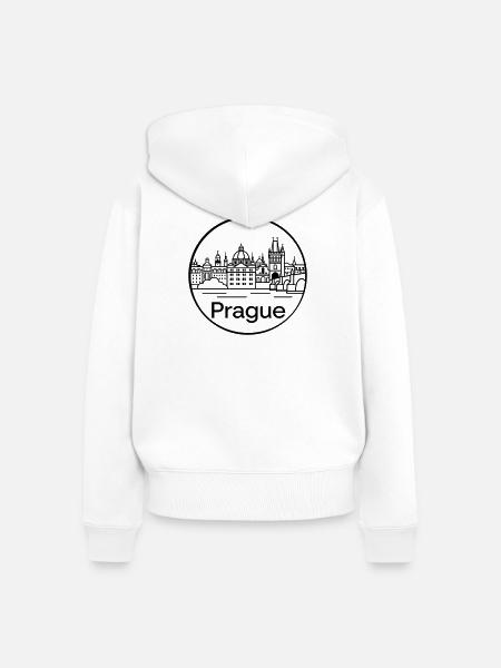 Prag - Frauen Premium Bio Zip Hoodie - Weiß