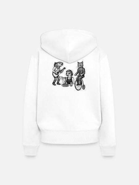 Verspieltes Tiertrio-Parade - Frauen Premium Bio Zip Hoodie - Weiß