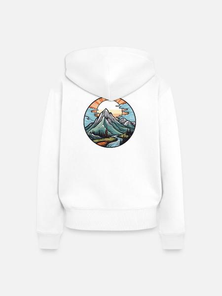 Berge Landschaft - Frauen Premium Bio Zip Hoodie - Weiß