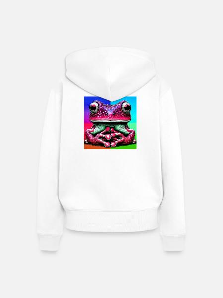Frosch - Frauen Premium Bio Zip Hoodie - Weiß