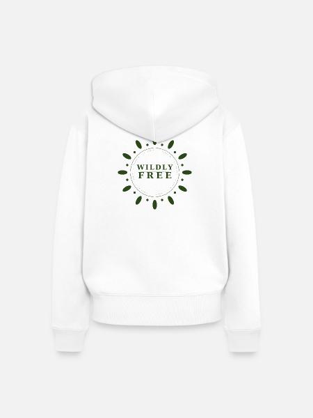 wildly free wreath - Frauen Premium Bio Zip Hoodie - Weiß