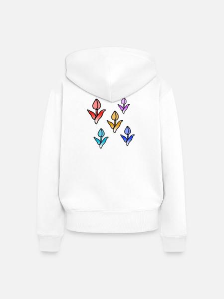 Blumen - Frauen Premium Bio Zip Hoodie - Weiß