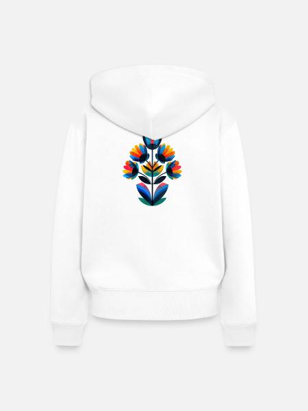 Lebendige Regenbogenblume - Frauen Premium Bio Zip Hoodie - Weiß