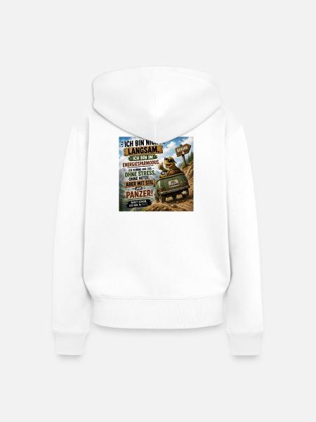 Energiesparmodus Panzer Ausflug - Frauen Premium Bio Zip Hoodie - Weiß