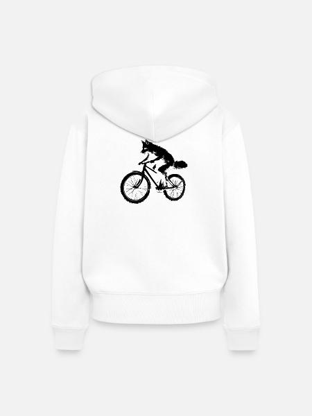 Lustiges Fahrrad Fuchs  - Frauen Premium Bio Zip Hoodie - Weiß