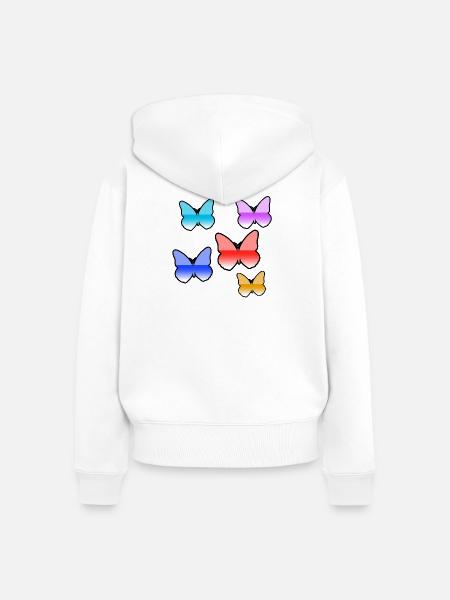 Schmetterlinge - Frauen Premium Bio Zip Hoodie - Weiß