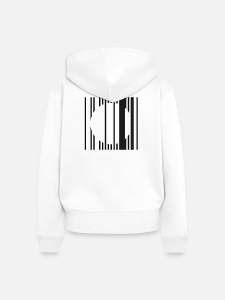 Barred Circle Minimalismus - Frauen Premium Bio Zip Hoodie - Weiß