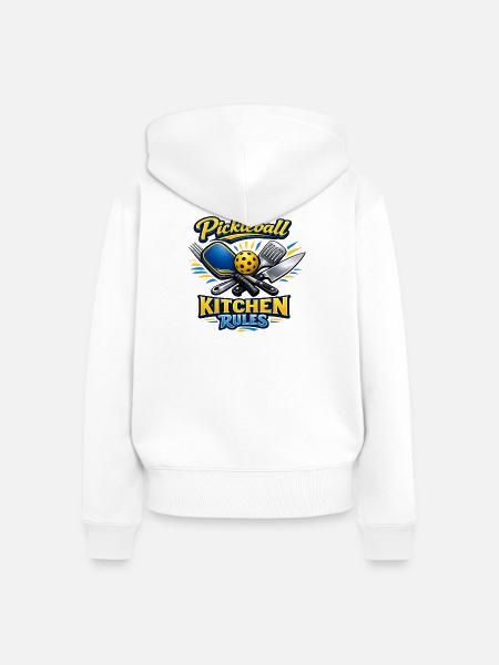Pickleball Kitchen Rules - Frauen Premium Bio Zip Hoodie - Weiß