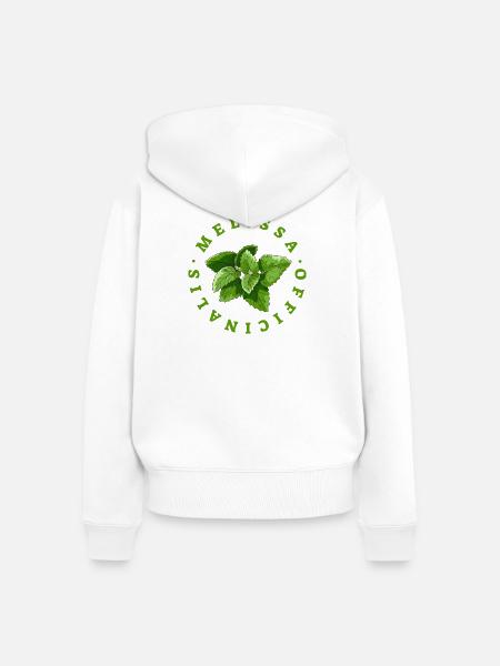 Zitronenmelisseblatt-Rundemblem - Frauen Premium Bio Zip Hoodie - Weiß