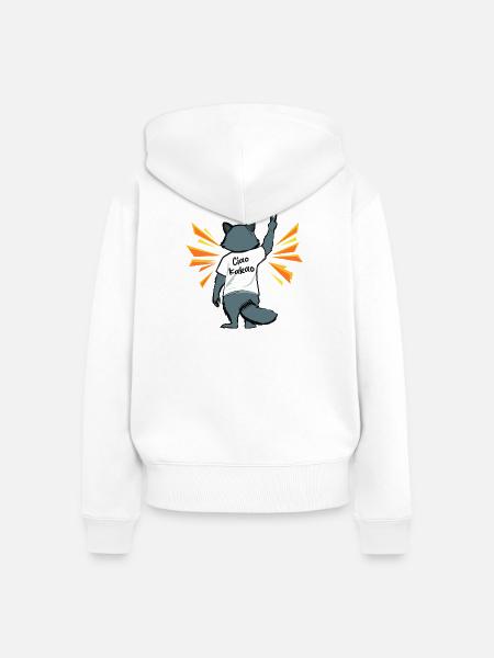 Waschbär Ciao Kakao Lustig - Frauen Premium Bio Zip Hoodie - Weiß