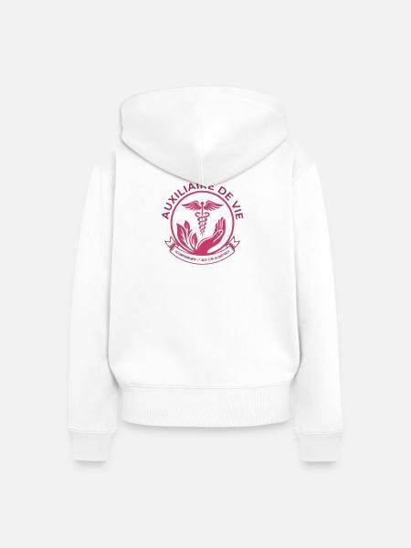 Social Life Assistant(pink) - Frauen Premium Bio Zip Hoodie - Weiß