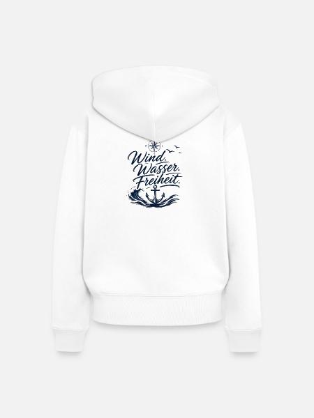 Wind. Wasser. Freiheit- Segelbekleidung Offshore - Frauen Premium Bio Zip Hoodie - Weiß