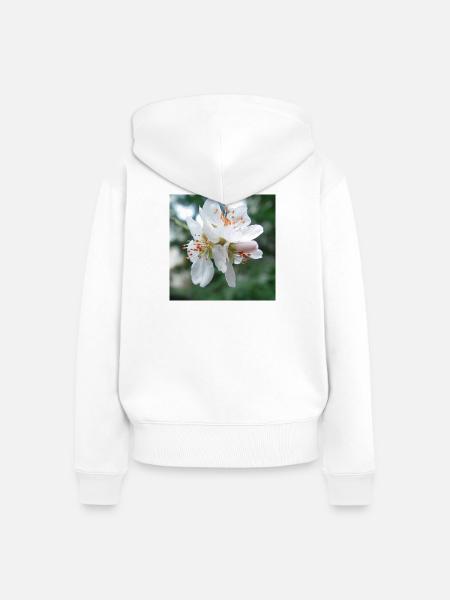 Mandelblüte Frühlingslook 02 - Frauen Premium Bio Zip Hoodie - Weiß