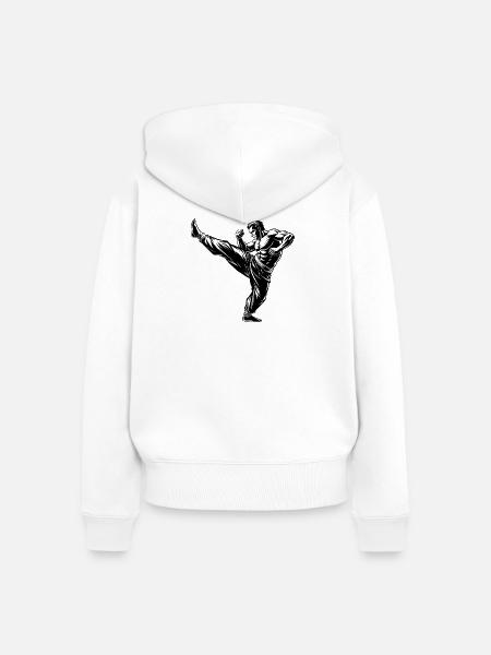 Fighter Kick - Frauen Premium Bio Zip Hoodie - Weiß