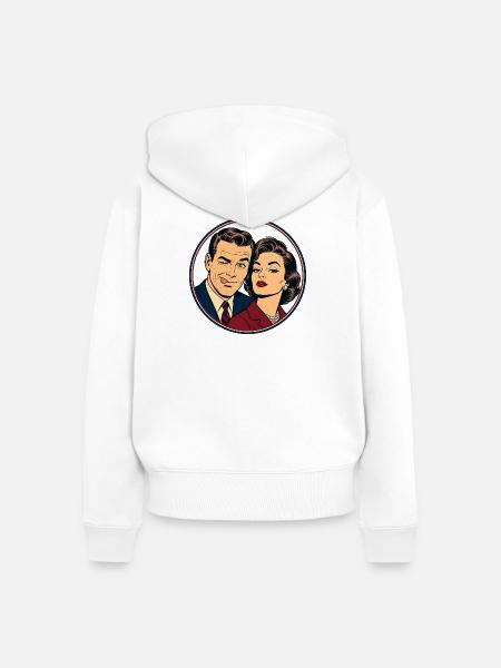 Retro Pop Paar Winking Duo - Frauen Premium Bio Zip Hoodie - Weiß