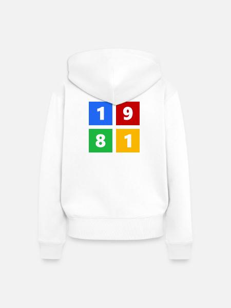 1981 - Frauen Premium Bio Zip Hoodie - Weiß
