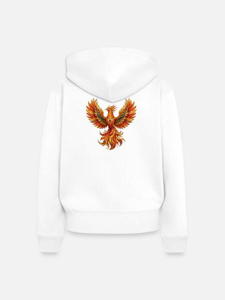 Goldphoenix Flammenflug - Frauen Premium Bio Zip Hoodie - Weiß