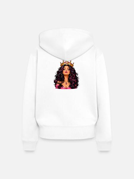 Königin mit Krone und Schmuck - Frauen Premium Bio Zip Hoodie - Weiß