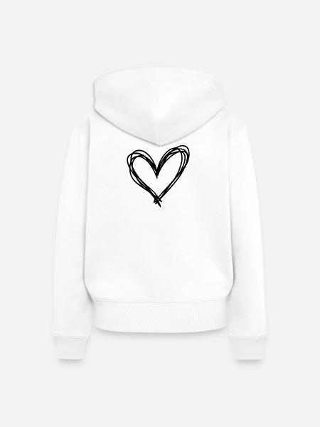 Herz - Frauen Premium Bio Zip Hoodie - Weiß