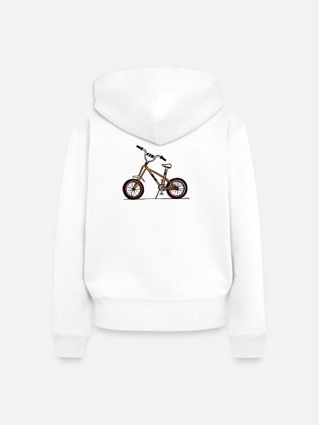Gelbe BMX-Fahrradillustration - Frauen Premium Bio Zip Hoodie - Weiß