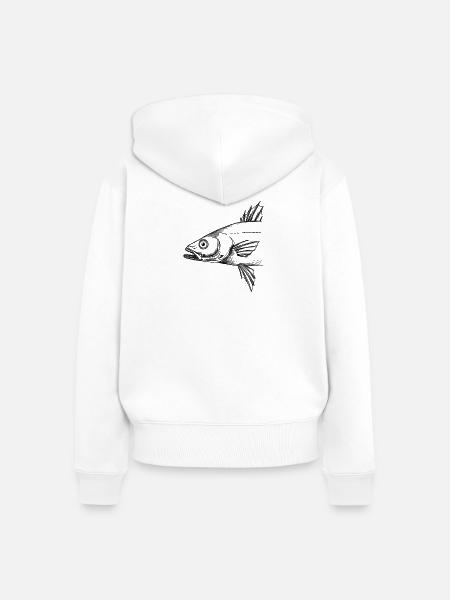 Fischkopf – Illustration - Frauen Premium Bio Zip Hoodie - Weiß