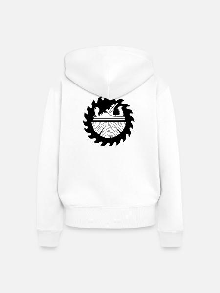 Schreiner Hobel Sägeblatt Motiv - Frauen Premium Bio Zip Hoodie - Weiß