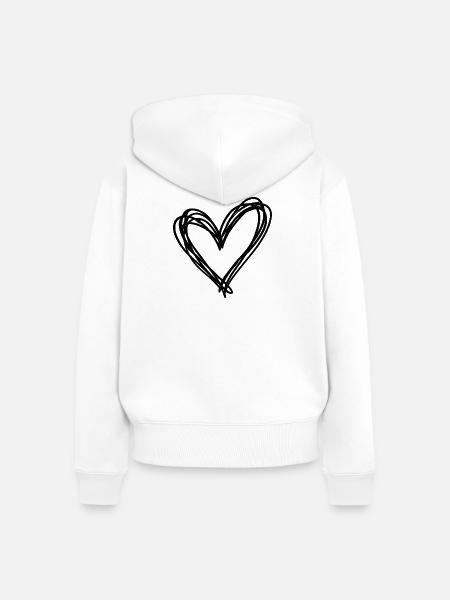 Herz - Frauen Premium Bio Zip Hoodie - Weiß