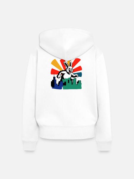 Evil Bunny Rampage - Frauen Premium Bio Zip Hoodie - Weiß