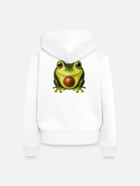 Avocado Frosch | Niedliches Tiermotiv - Frauen Premium Bio Zip Hoodie - Weiß