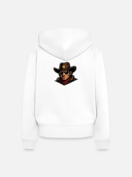 Sternen-Sheriff Cowboy Cartoon - Frauen Premium Bio Zip Hoodie - Weiß