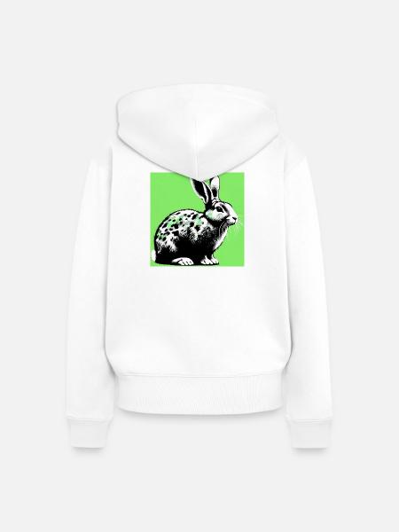Kaninchen - Frauen Premium Bio Zip Hoodie - Weiß