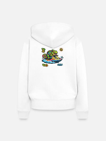 Chama Jet Farbenrausch - Frauen Premium Bio Zip Hoodie - Weiß