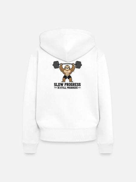 Gym Sloth Workout - Frauen Premium Bio Zip Hoodie - Weiß