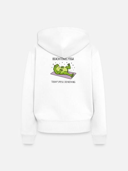 Strandhandtuch Yoga-Frosch - Frauen Premium Bio Zip Hoodie - Weiß