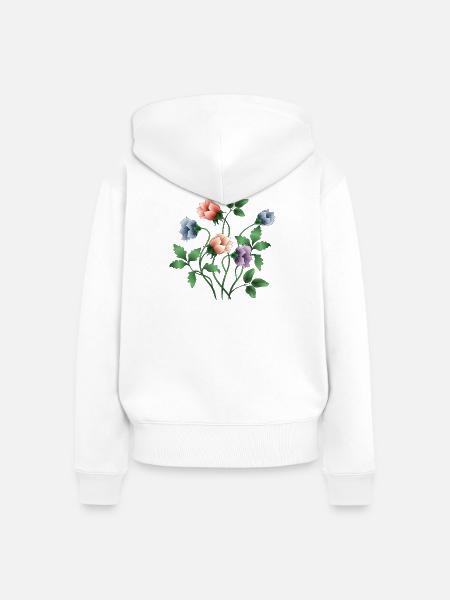 Blumen - Frauen Premium Bio Zip Hoodie - Weiß