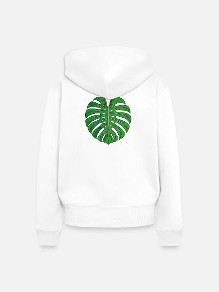 Monstera Blatt Herz Muster - Frauen Premium Bio Zip Hoodie - Weiß