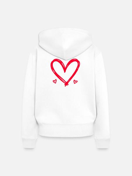 Herz - Frauen Premium Bio Zip Hoodie - Weiß