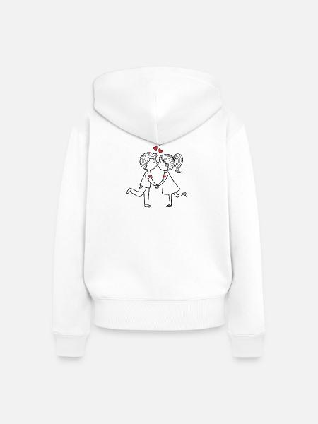 Verliebtes Paar - Frauen Premium Bio Zip Hoodie - Weiß