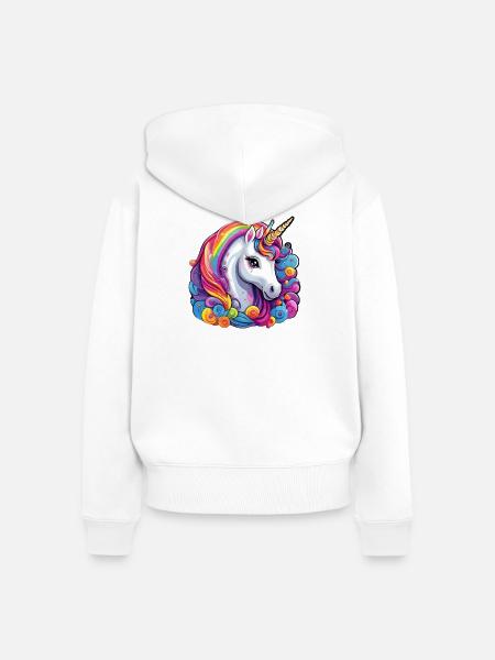 Flammendes Regenbogeneinhorn - Frauen Premium Bio Zip Hoodie - Weiß