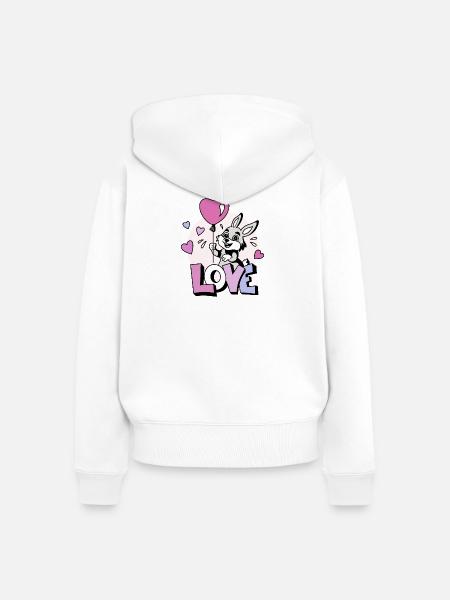 Love-Haeschen - Frauen Premium Bio Zip Hoodie - Weiß