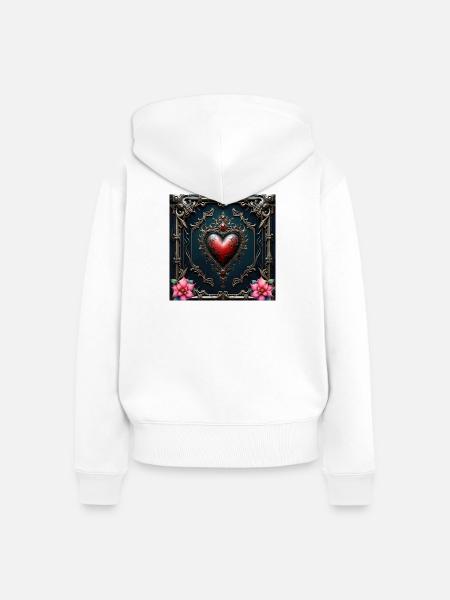 Gerahmtes Barockherz - Frauen Premium Bio Zip Hoodie - Weiß