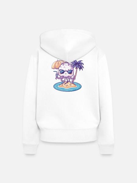 Qualle Sommer Urlaub - Frauen Premium Bio Zip Hoodie - Weiß