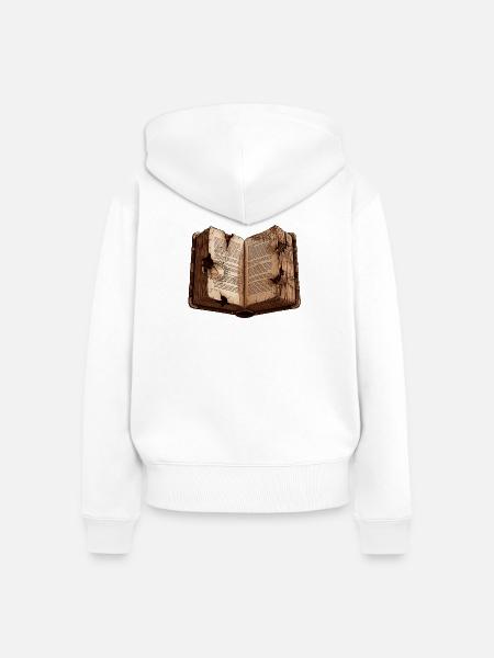 Verbranntes Buch der Geheimnisse - Frauen Premium Bio Zip Hoodie - Weiß