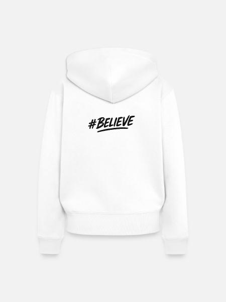 Believe Bold Brush Script - Frauen Premium Bio Zip Hoodie - Weiß