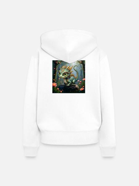 Wald-Smaragd-Drache - Frauen Premium Bio Zip Hoodie - Weiß