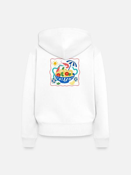 Shrimp Pasta Summer Bowl Illustration - Frauen Premium Bio Zip Hoodie - Weiß