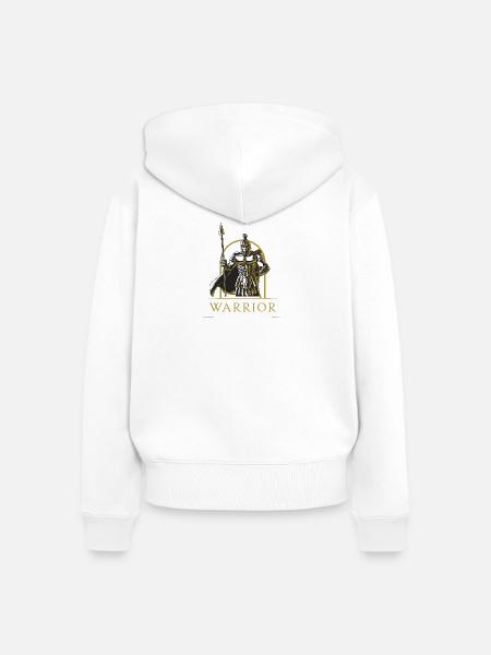 Spartaner Krieger Speer Gold Design - Frauen Premium Bio Zip Hoodie - Weiß