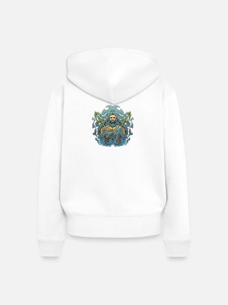 Poseidon Meeresgott Dreizack Design - Frauen Premium Bio Zip Hoodie - Weiß