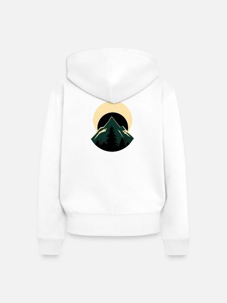 Nordic Moon Mountain Escape - Frauen Premium Bio Zip Hoodie - Weiß